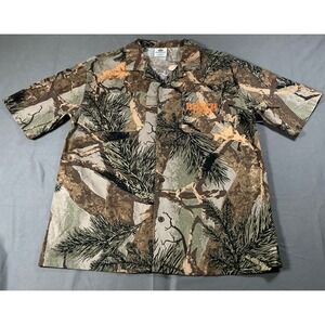 Busch Light Beer Camo Button Down Shirt Mens Small Buck Deer Graphic Hunting